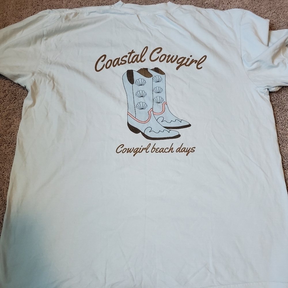 Comfort Colora Coastal Cowgirl Light Blue Graphic T-Shirt